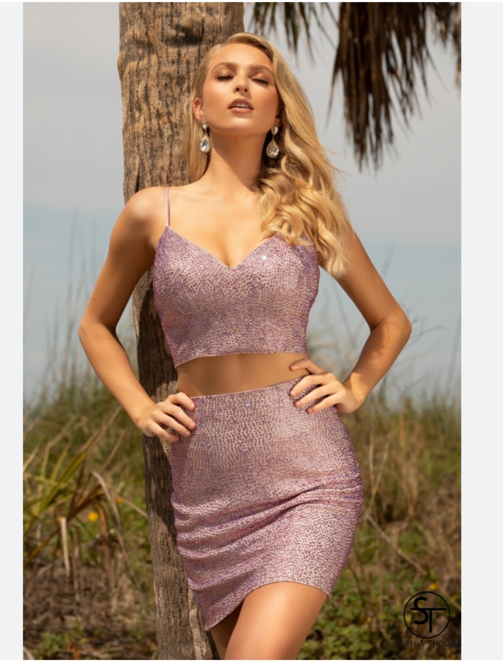Pink Sequin Two-Piece Dress